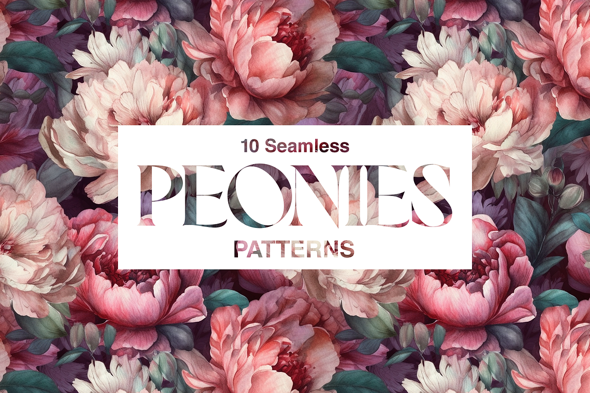 10 Watercolor Peonies Patterns, a Pattern Graphic by Motifs (Photo 10 of 12)