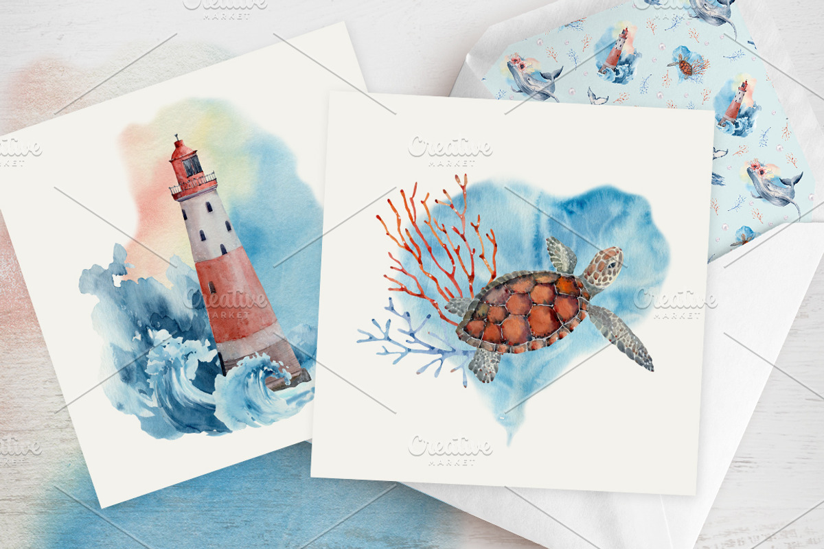 DEEP OCEAN Watercolor set, an Illustration by Lemaris (Photo 7 of 8)