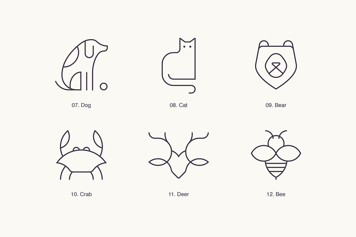 Animals - Outline Icons & Logos, a Branding & Logo Template by Paulina Sara Design (Photo 3 of 12)