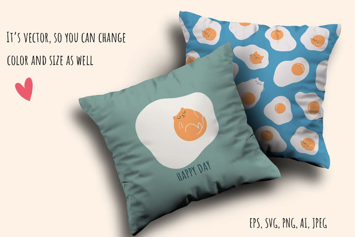 Funny Cats and Fried eggs, a Pattern Graphic by Irina Ostapenko (Photo 3 of 7)