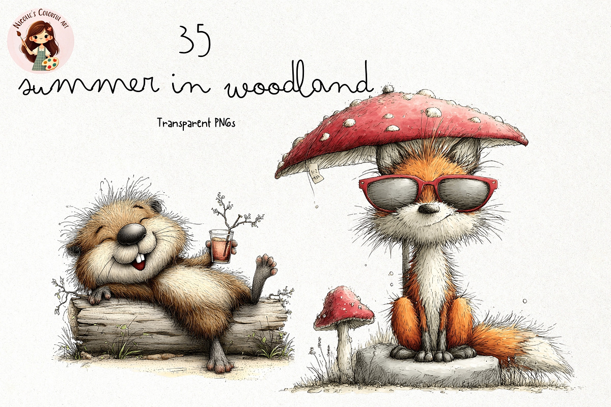 Summer Woodland PNG Clipart, an Animal Illustration by Nicolle's Colorful Art (Photo 1 of 4)