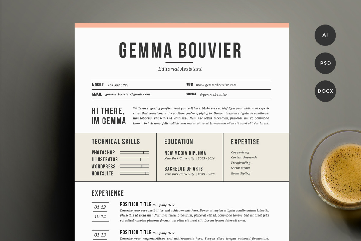 Resume Template 4 Pack | CV Template, a Resume Template by Refinery Resume Co. (Photo 1 of 3)