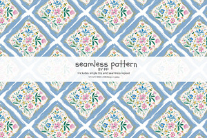 blue lattice tile seamless pattern, a Pattern Graphic by Pink Studio Art