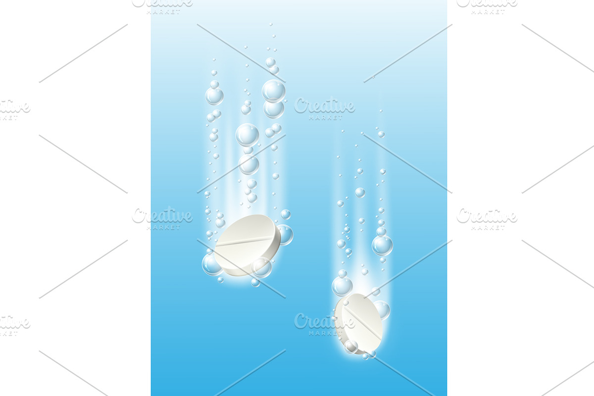 Effervescent water soluble tablets, an Object Illustration by Vectorbuum