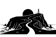 Lighthouse Cliff Silhouette Bundle, a Graphic by hafijul (Thumbnail 3 of 14)