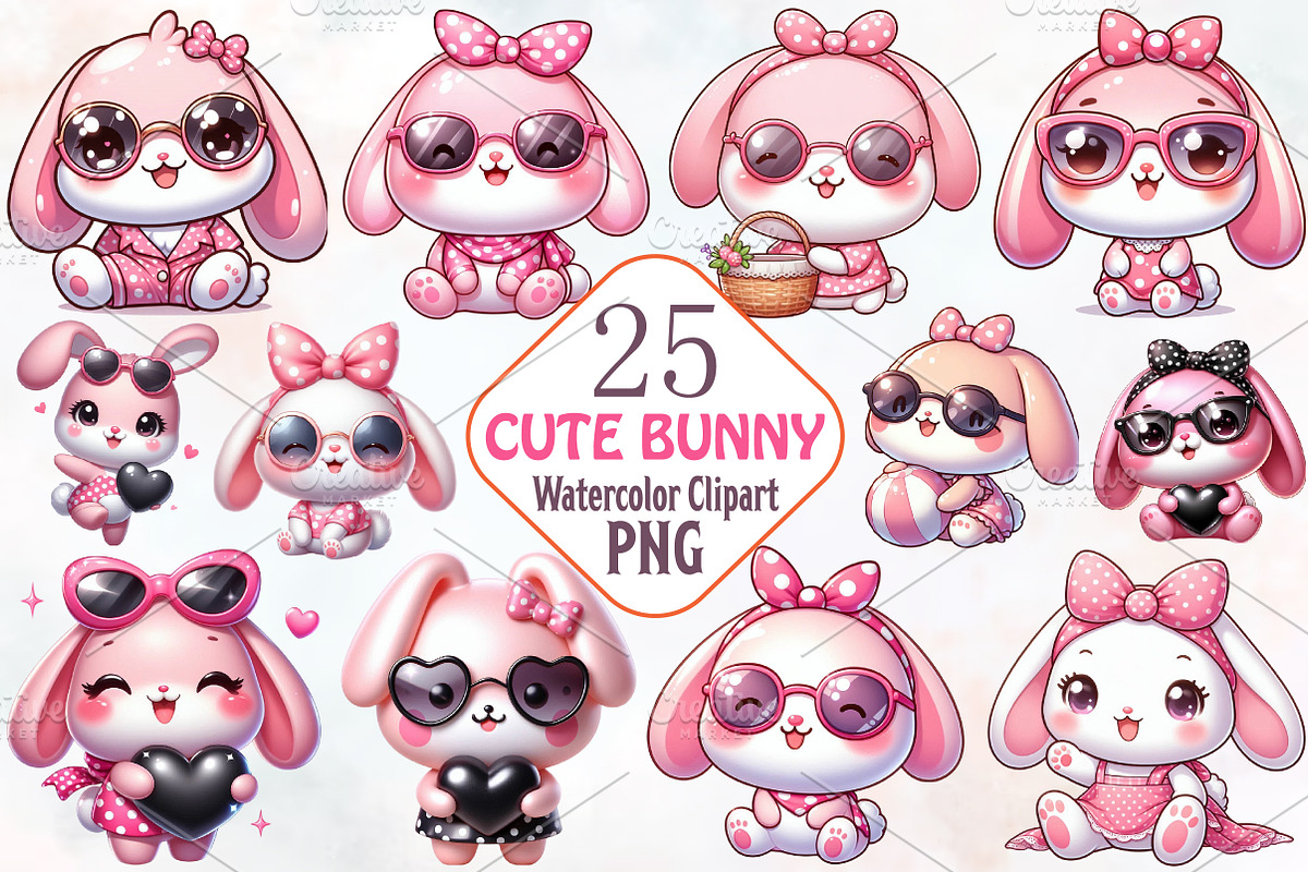 Cute baby pink bunny, an Animal Illustration by RobertsArt (Photo 1 of 7)
