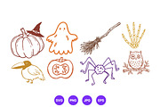 Halloween Hand Drawn Folk Art Set, a Seasonal Illustration by designvectx (Thumbnail 10 of 10)