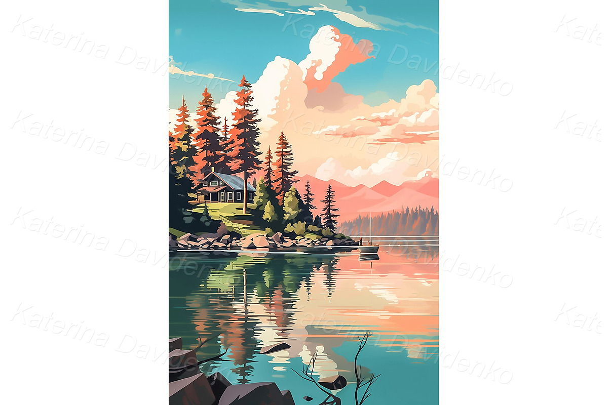 Landscape posters in retro style, an Object Illustration by Bubert Art (Photo 7 of 9)