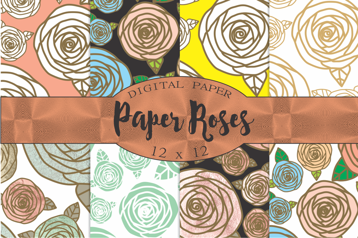 Floral Patterns, paper rose, a Pattern Graphic by Kiwi Fruit Punch (Photo 2 of 5)