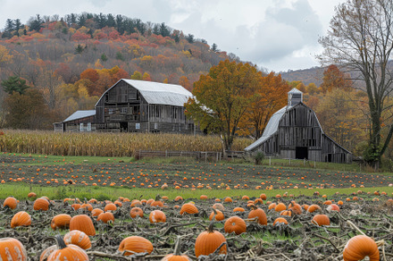 A field filled with pumpkins under t, a Photo by Iftikhar Alam
