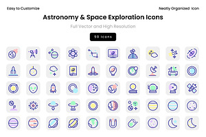 Astronomy & Space Exploration Icons, an Icon by Wencory