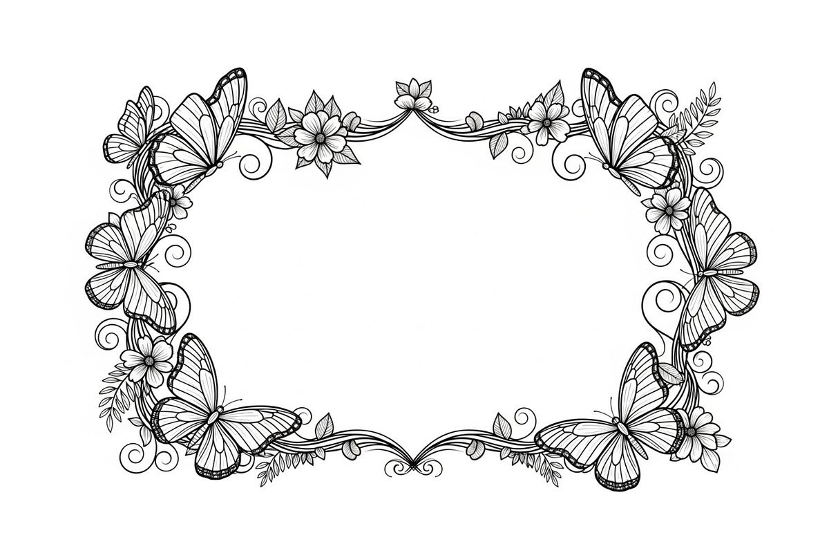 Butterfly Floral Frame SVG Bundle, an Illustration by Creativeshirt (Photo 2 of 31)