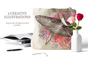 Whales Sketch Illustrations, an Animal Illustration by alexrockheart (Thumbnail 4 of 5)