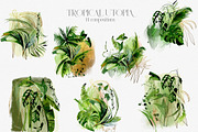 Tropical Greenery Watercolor Clipart, an Illustration by whiteheartdesign (Thumbnail 5 of 22)