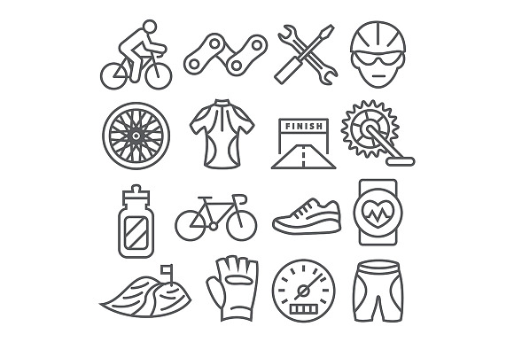 Biking Line Icons