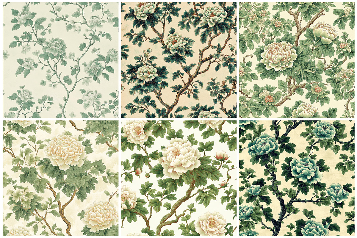 Green Chinoiserie Digital Paper, a Texture Graphic by CitraGraphics (Photo 3 of 9)