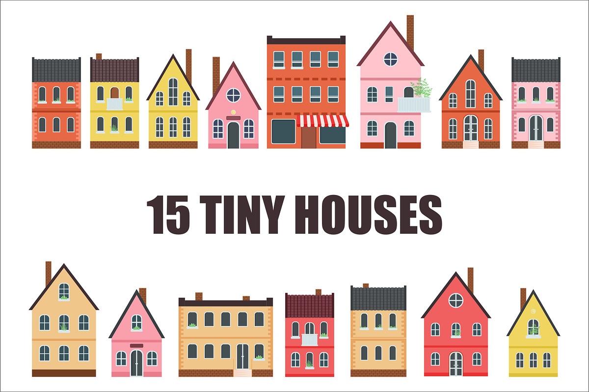 Collection of tiny houses in vector, an Illustration by Dashamoony (Photo 3 of 3)