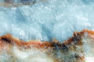 Horizontal slice of icy quartz featuring marble, ice, and quartz