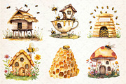 Watercolor Bee Home Clipart, an Illustration by Dream Creation (Thumbnail 6 of 6)