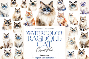 Ragdoll Cat Clipart, Ragdoll Kittens, an Animal Illustration by BrushstrokeArtGB