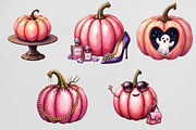 Pink Glam Halloween Pumpkin Clipart, an Illustration by CrexoraLab (Thumbnail 3 of 4)