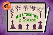 10 Tree & Tombstone Stamp Brushes, a Brush Add-On by vectstudio (Thumbnail 1 of 10)