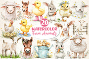 Spring Farm Animals Clipart, an Illustration by Dream Creation (Thumbnail 1 of 5)