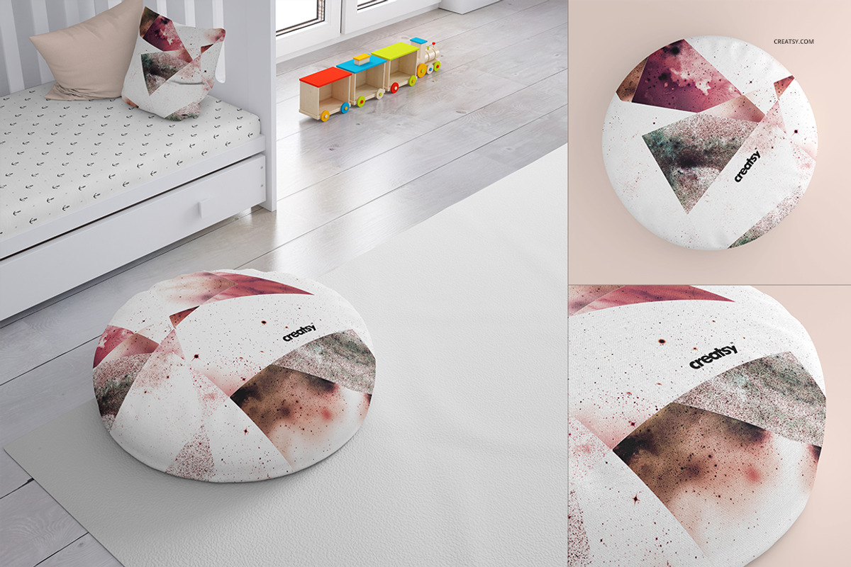 Round Cotton Pillow Mockup Set, a Household Mockup by creatsy2 (Photo 2 of 7)