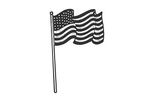 American Flag Sketch Vector