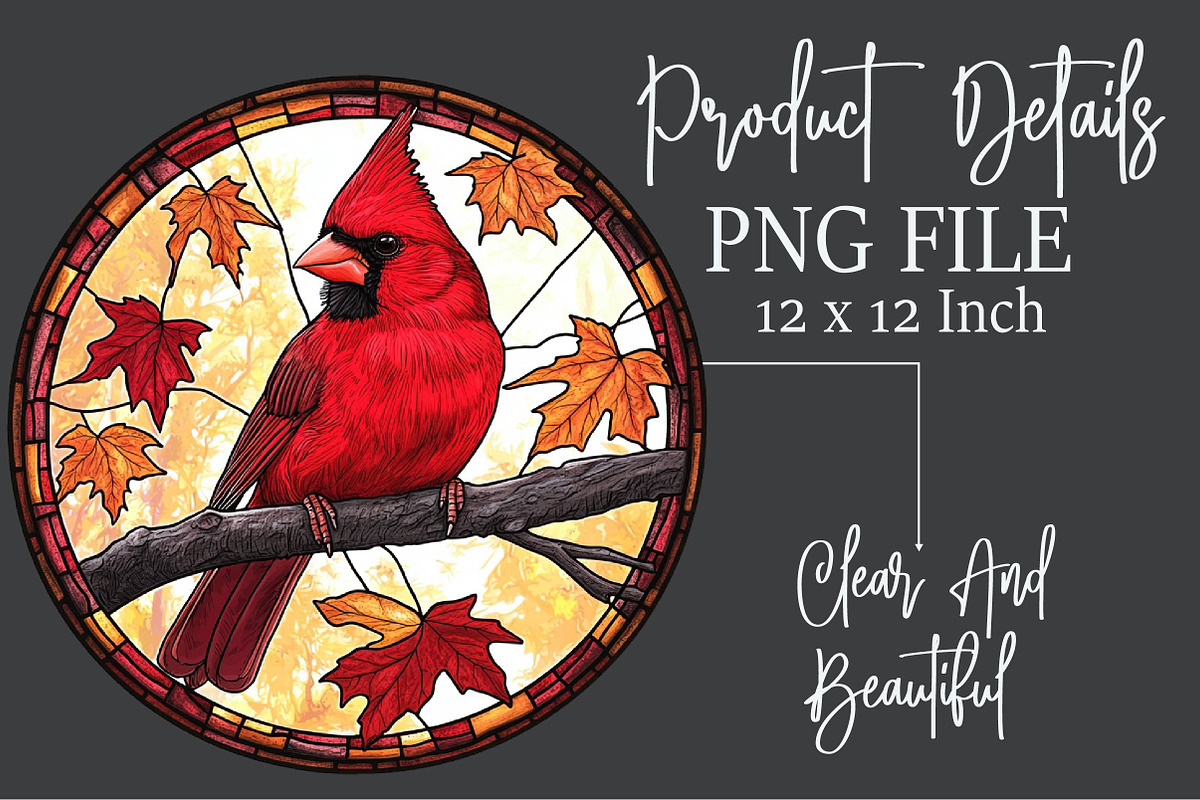 Fall Autumn Bird Stained Glass Clipa, an Illustration by Rose Art (Photo 7 of 7)