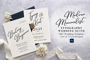 Minimalist Typography Wedding Suite, an Invitation Template by BlueRobinDesignShop