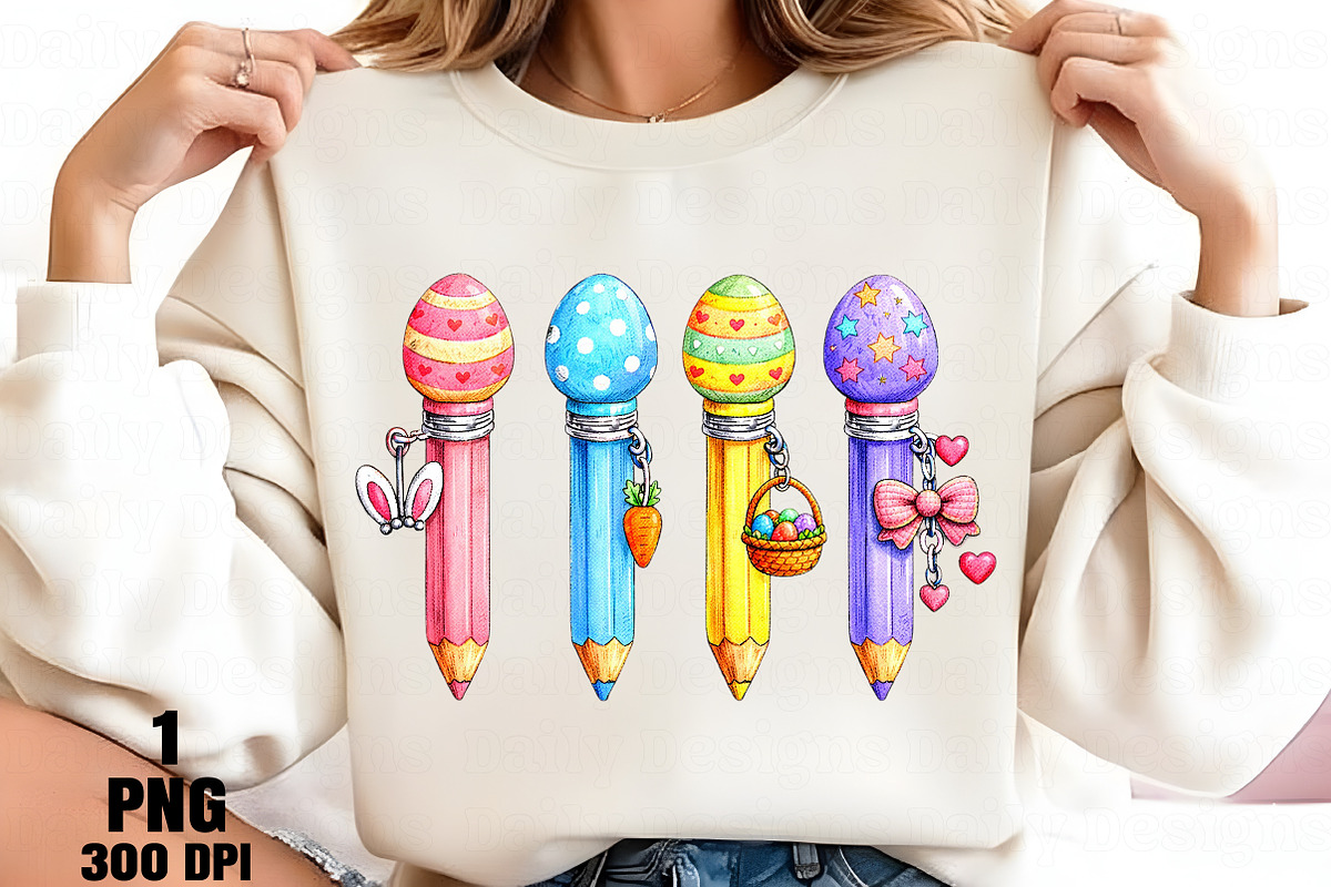 Cute Easter Pencil Set PNG, an Illustration by Daily.Designs (Photo 2 of 5)