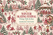Winter Skating Festival Toile Design, a Pattern Graphic by Olya Creative (Thumbnail 1 of 10)