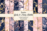 Blush and Navy Marble Digital Paper, a Texture Graphic by Digital Curio (Thumbnail 1 of 4)
