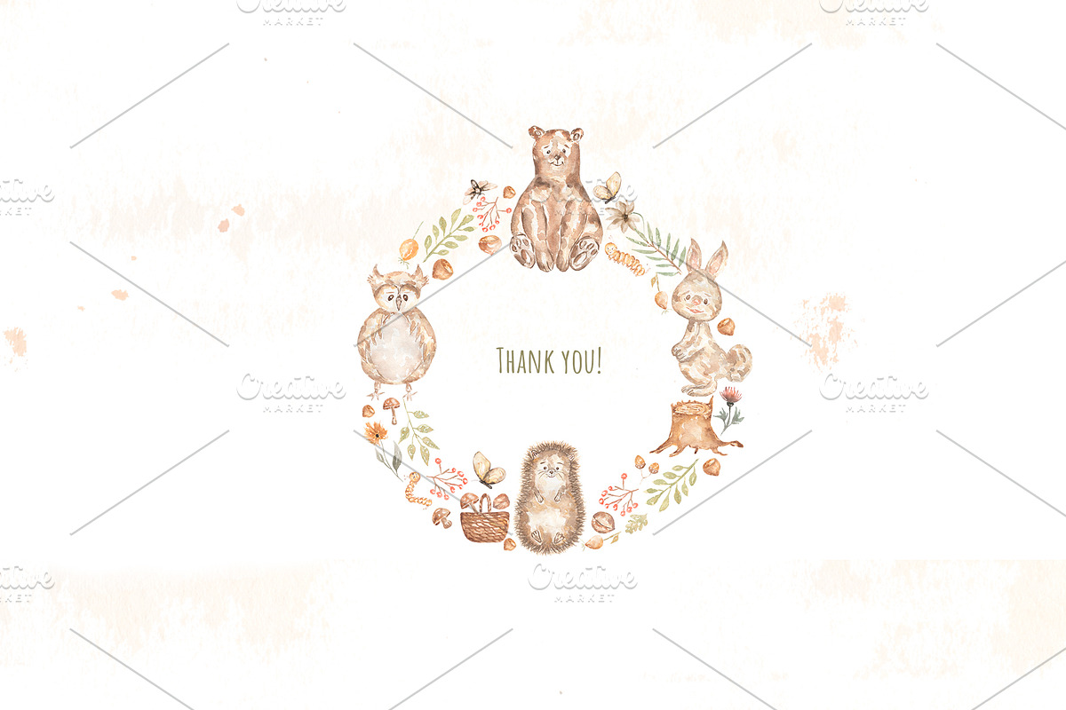 Cute Woodland Friends Collection, an Animal Illustration by MayaNavits (Photo 12 of 12)