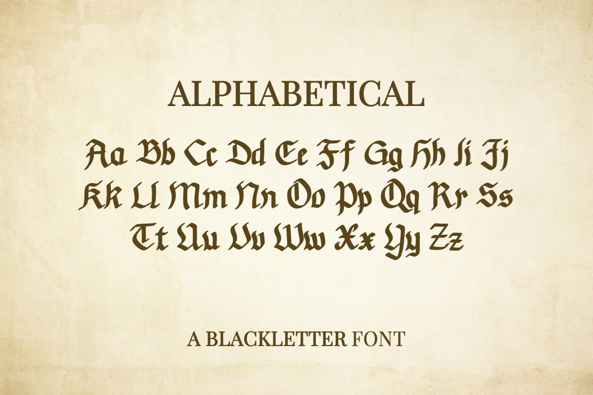 Books Vhasenti - Blackletter Font, a Blackletter Font by Dhabee (Photo 4 of 7)