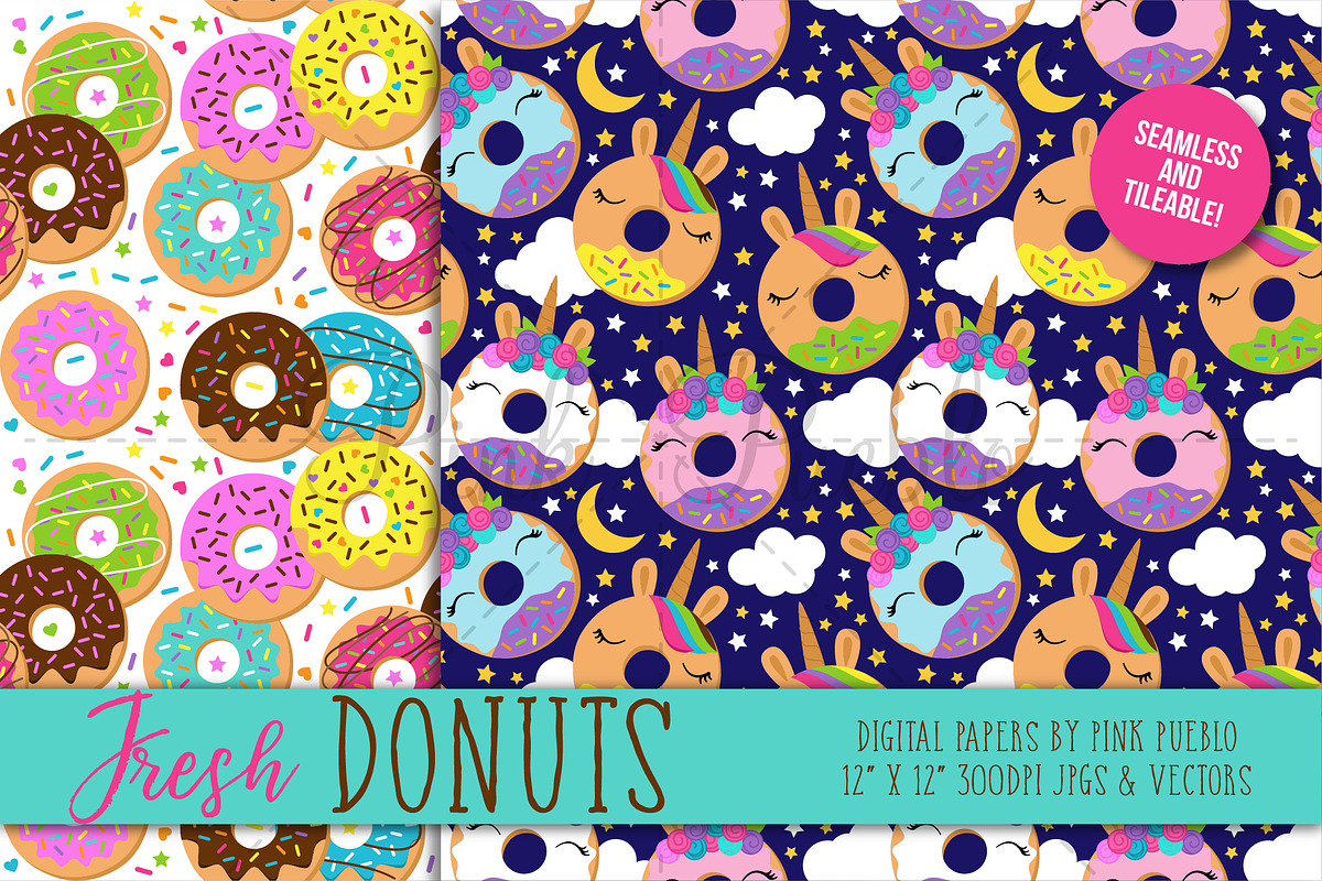 Seamless Donut Backgrounds, a Pattern Graphic by PinkPueblo (Photo 2 of 3)