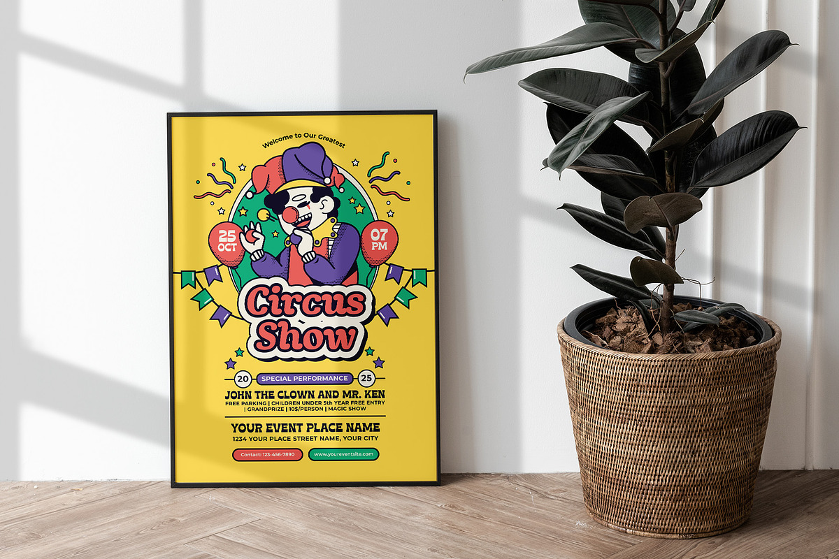 Retro Circus Show Flyer Template, a Flyer Template by Tiptop Graphic (Photo 2 of 5)