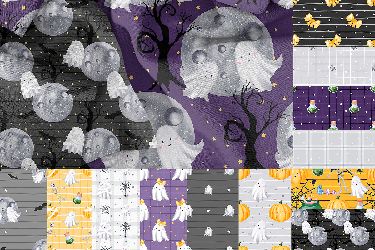 WATERCOLOR HALLOWEEN KIDS PATTERNS, a Pattern Graphic by alia.kurianova (Photo 5 of 6)