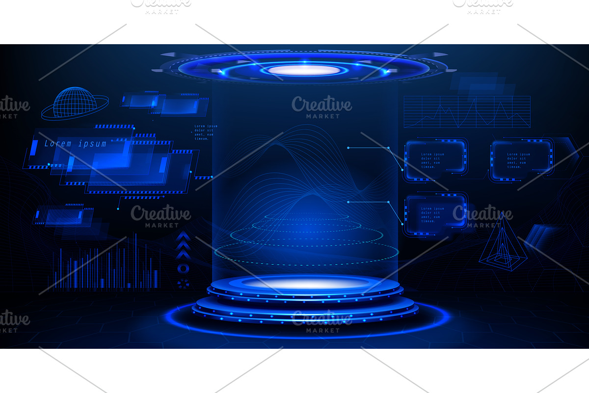 Futuristic hologram tech podium -, a Technology Illustration by art PVP - market