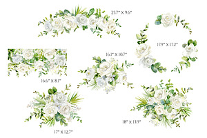 Watercolor White Flowers & Greenery