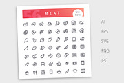 Meat Line Icons Set, an Outline Icon by Voysla's Shop (Thumbnail 4 of 4)
