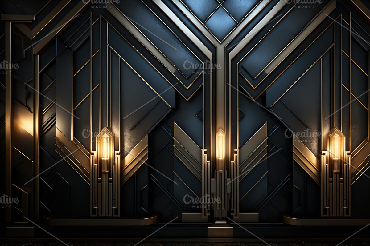 Illustration of Textured Wall Decor For Small Modern Apartments With Art Deco Patterns