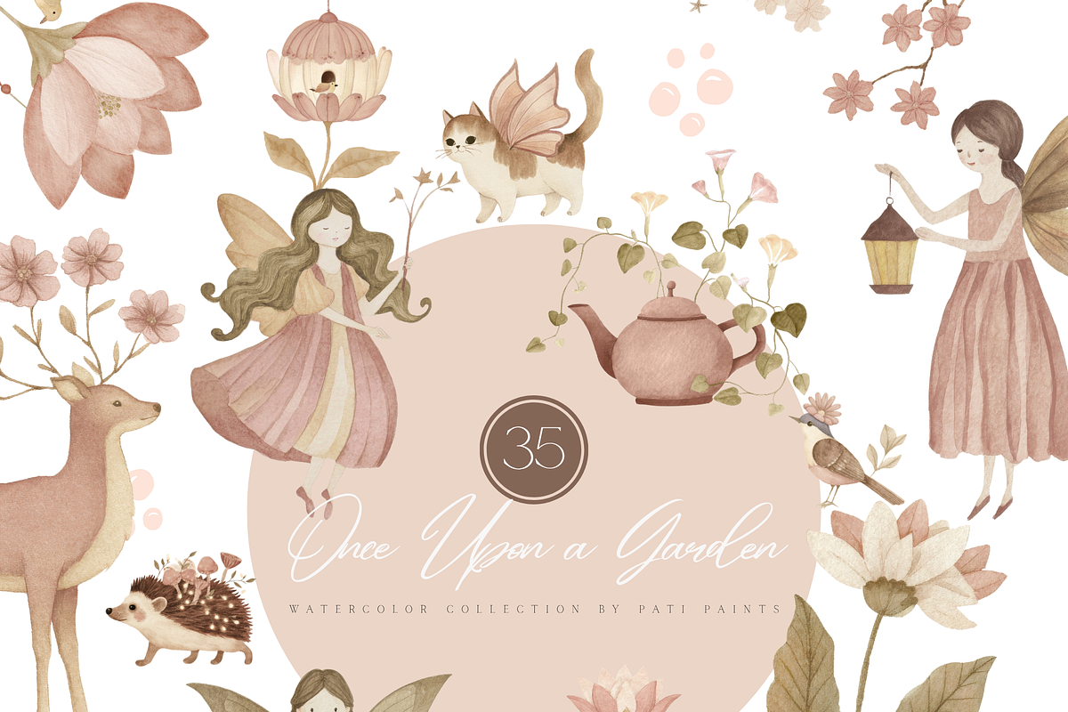 Fairy Garden Clipart Set, a Decorative Illustration by Pati Paints (Photo 1 of 12)