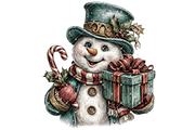 Snowman With Gift Clipart PNG, an Illustration by Memories By Lea (Thumbnail 8 of 17)