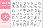Wedding and Valentine Line Icons Set, an Outline Icon by Designfour (Thumbnail 1 of 8)