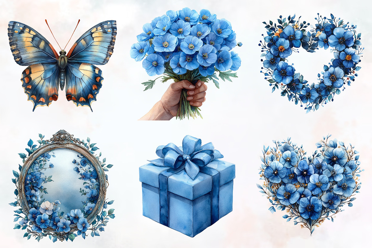 Cute Sky Blue Mother's Day Cliparts, an Illustration by RobertsArt (Photo 3 of 7)