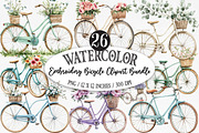 Embroidery Bicycle Clipart Bundle, an Illustration by Designking (Thumbnail 1 of 5)