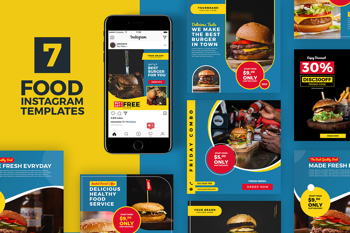 Food Instagram Templates, a Social Media Template by Goodsdune