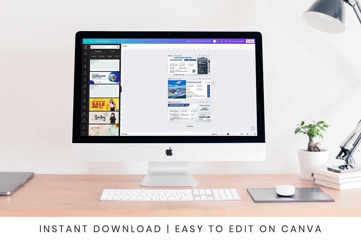 Cruise Canva Trip Ticket Template, a Card Template by Snapybiz (Photo 3 of 10)